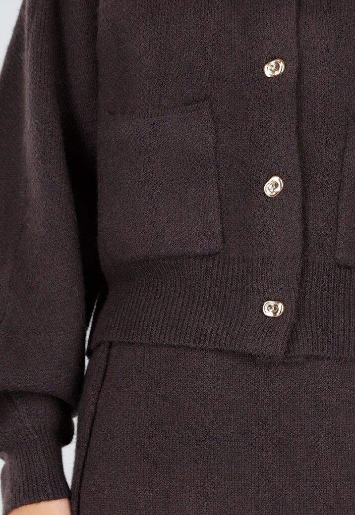 Donkerbruin Two-Piece Set met Vest en Mini Rok