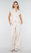 Beige Two Piece Set met Mouwloos Gilet en Plooibroek met Hoge Taille