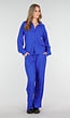 Kobaltblauwe Two Piece Set met Stretch Blouse en Rechte Broek