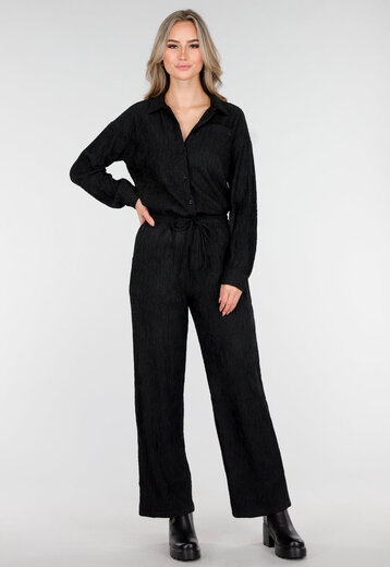 Zwarte Plissé Two Piece Set