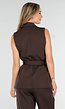 Donkerbruine Two Piece Set met Mouwloos Gilet en Rechte Broek met Witte Strepen