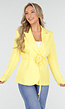 Gele Blazer met Ceintuur en Bloemdetail in Taille
