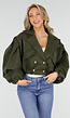Groene Cropped Trench Jas