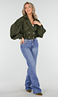Groene Cropped Suède Trench Jas