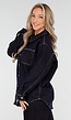 Donkerblauwe Denim Blouse met Lange Mouwen en Knopen