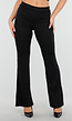 Zwarte Hoge Taille Flared Broek met Elastische Tailleband