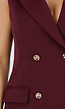 Bordeauxrode Mouwloze Blazerjurk met Dubbele Rij Knopen en Reverskraag