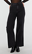 Zwarte High Waist Jeans met Wide Leg en Rechte Pijpen