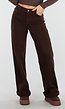 Bruine Straight Leg Stretch Jeans met Hoge Taille en Rechte Pijpen
