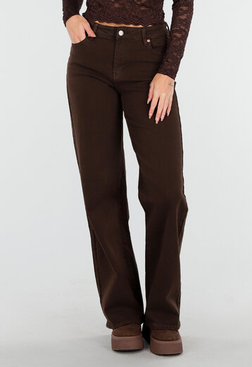 Redial Jeans  Bruine Rechte Denim Broek met Hoge Taille