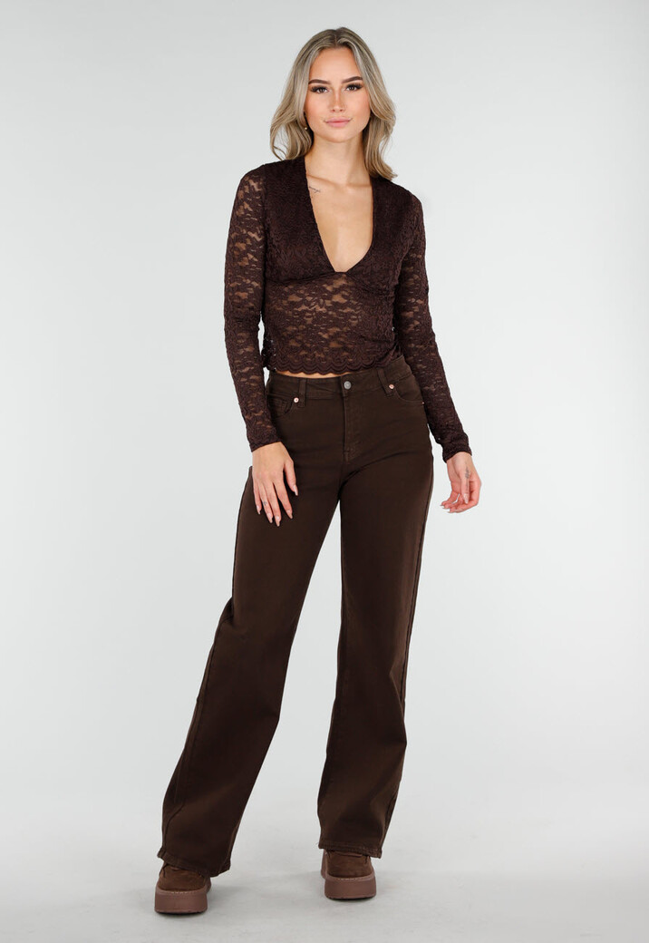 Bruine Wide leg Jeans