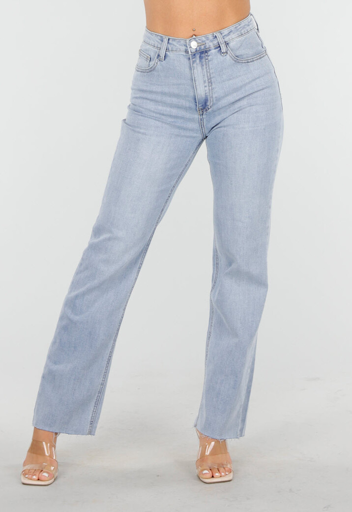Lichtblauwe High Waist Straight Leg Jeans