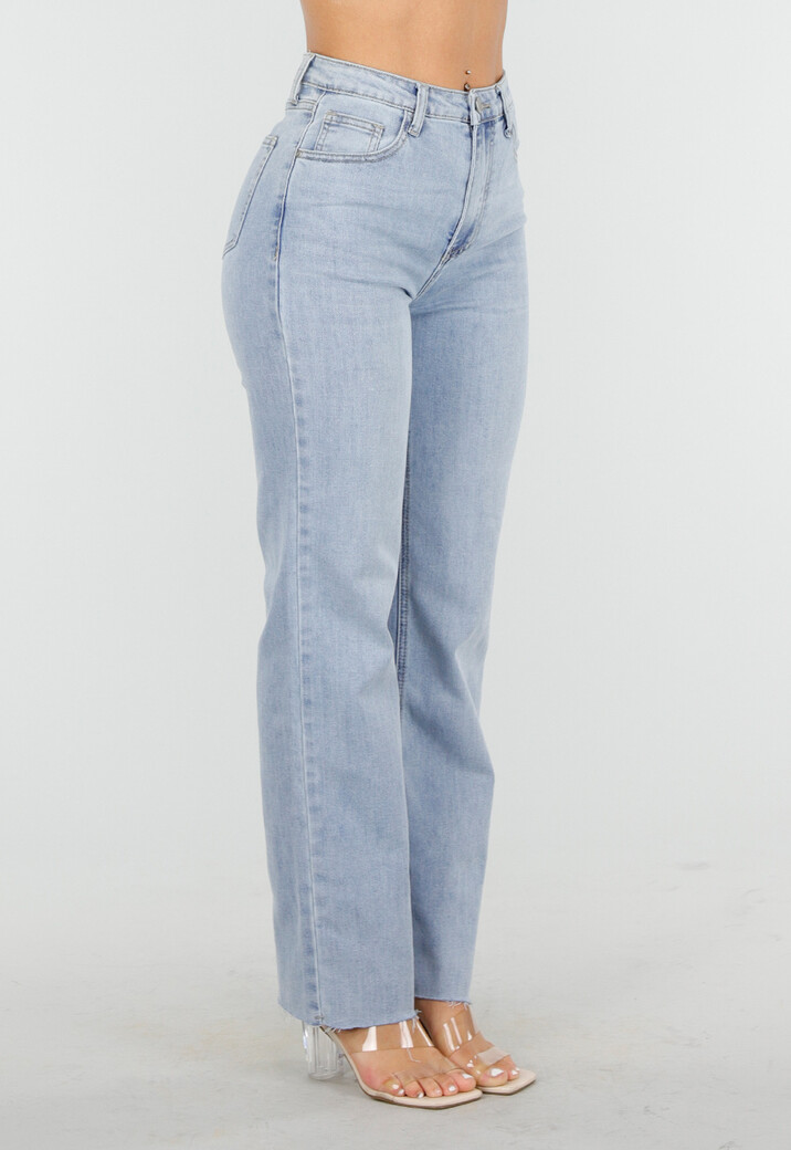 Lichtblauwe High Waist Straight Leg Jeans