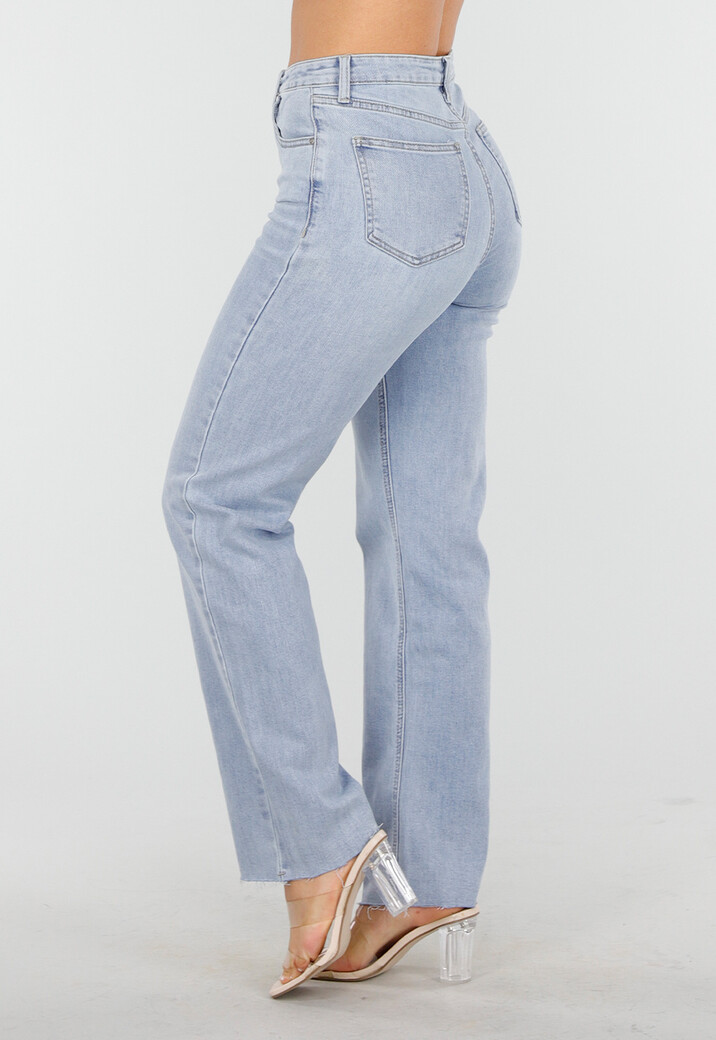 Lichtblauwe High Waist Straight Leg Jeans