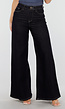 Donkerblauwe Flared Jeans met High Waist en Contrasterende Stiksels