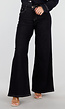 Donkerblauwe Flared Jeans met High Waist en Contrasterende Stiksels