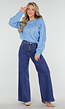 Blauwe Jeans met Hoge Taille en Wijde Rechte Pijpen