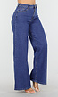 Blauwe Jeans met Hoge Taille en Wijde Rechte Pijpen