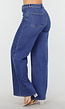 Blauwe Jeans met Hoge Taille en Wijde Rechte Pijpen