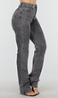 Grijze High Waist Straight Leg Stretch Jeans met Subtiele Wassing
