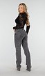 Grijze High Waist Straight Leg Stretch Jeans met Subtiele Wassing
