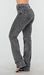 Grijze High Waist Straight Leg Stretch Jeans met Subtiele Wassing