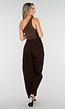 Donkerbruine High-Waist Loose Fit Tapered Broek met Steekzakken