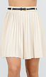 Beige Geplooide Plissé Rok met Riem