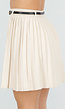 Beige Geplooide Plissé Rok met Riem