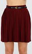 Bordeauxrode Plissé Rok Met Riem