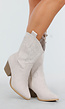Beige Suède Look Cowboylaarzen met Blokhak