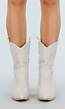 Beige Suède Look Cowboylaarzen met Blokhak