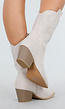Beige Suède Look Cowboylaarzen met Blokhak