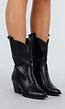 Zwarte Western Boots met Hak en Stiksels in Cowboystijl