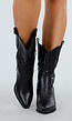 Zwarte Western Boots met Hak en Stiksels in Cowboystijl