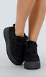 Zwarte Sneakers met Bontvoering