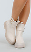 Beige Enkelboots met Gesp en Profielzool in Chunky Look