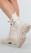 Beige Enkelboots met Gesp en Profielzool in Chunky Look