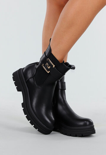 Zwarte Enkelboots met Gesp
