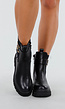 Zwarte Enkelboots met Chunky Zool Rits en Goudkleurige Gesp