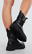 Zwarte Enkelboots met Chunky Zool Rits en Goudkleurige Gesp
