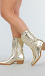 Gouden Cowboylaarzen met Metallic Look en Lage Hak