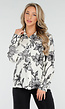 Witte Blouse met Zwarte Bloemenprint en Lange Mouwen