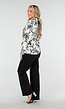 Witte Blouse met Zwarte Bloemenprint en Lange Mouwen