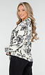 Witte Blouse met Zwarte Bloemenprint en Lange Mouwen