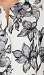 Witte Blouse met Zwarte Bloemenprint en Lange Mouwen