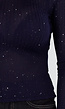 Donkerblauwe Glittertop met Lange Mouwen en Ronde Hals