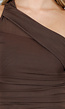 Donkerbruine One Shoulder Body met Drapering in Mesh Stretch