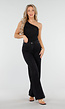 Zwarte One Shoulder Body met Drapering in Mesh Stretch