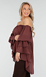 Donkerbruine Off Shoulder Blouse met Wijde Mouwen en Volant